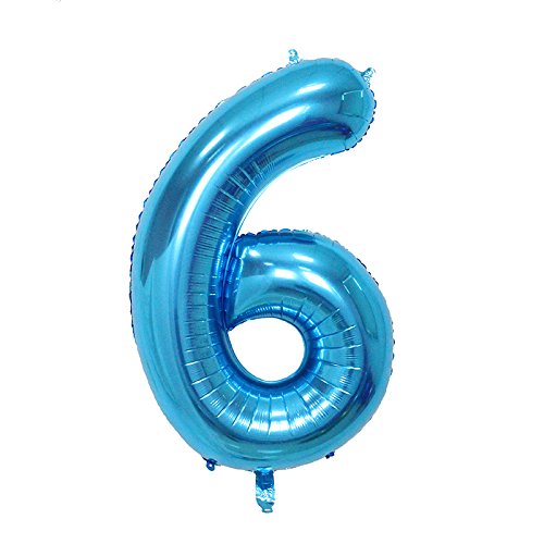40cm Blau Folienballon Zahl 6 von Weser