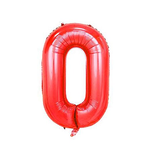 40cm Rot Folienballon Zahl 0 von Weser