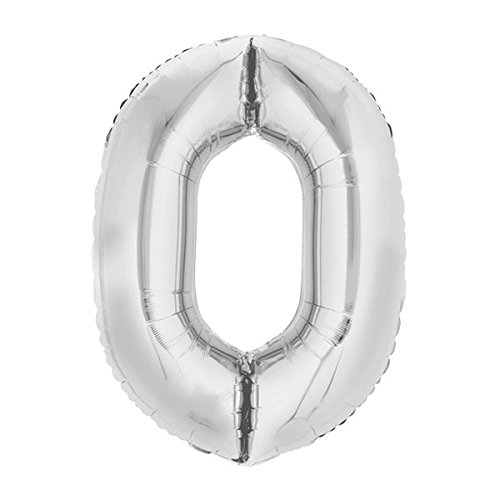 40cm Silber Folienballon Zahl 0 von Weser