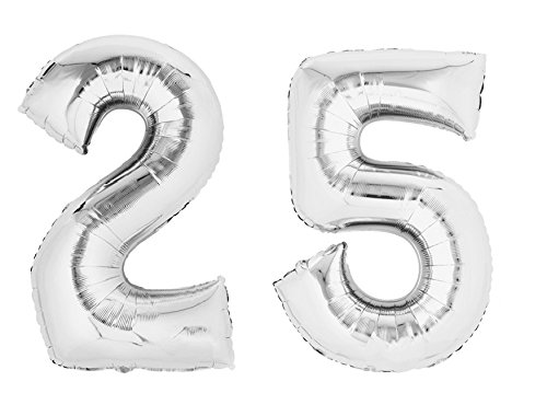 40cm Silber Folienballon Zahl 25 40cm Silber Folienballon Zahl 25 von Weser