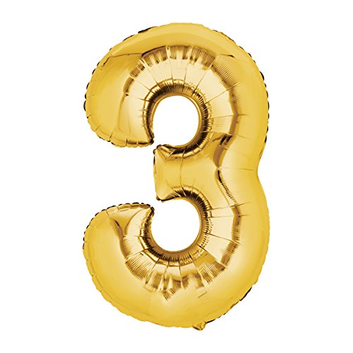 60cm gold Folienballon Zahl 3 von Weser