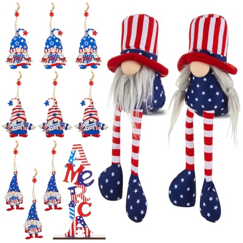 Wesiti Patriotische Ornamente zum 4. Juli, inklusive 2 Zwerge, Plüsch-Dekorationen, 9 Stück Holz-Zwerge, hängende Ornamente, Amerika, Tischdekoration, Dekoration, Unabhängigkeitstag, Gedenktag Wesiti Patriotische Ornamente zum 4. Juli, inklusive 2 Zwerge, Plüsch-Dekorationen, 9 Stück Holz-Zwerge, hängende Ornamente, Amerika, Tischdekoration, Dekoration, Unabhängigkeitstag, Gedenktag von Wesiti