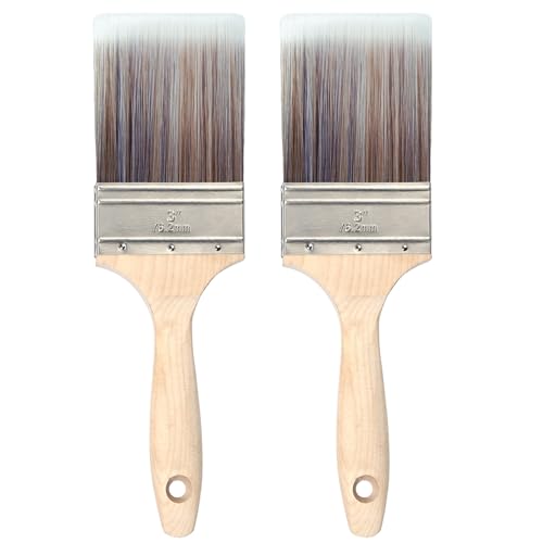 Wesquer Professionelle 7,6 cm synthetische Pinsel (2 Stück) – Holzgriff, rostfreie Hülsen – Wandmalpinsel, langlebig und wiederverwendbar von Wesquer