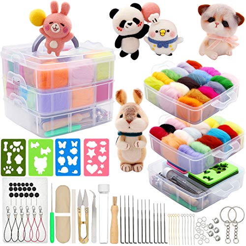 West Bay Nadelfilz-Set, 109-teilig, Wolle, 36 Farben, mit komplettem Filzwerkzeug und Aufbewahrungsbox, Nadelfilz-Starter-Set für Bastelarbeiten, Tiere, Heimdekoration, Geburtstagsgeschenk West Bay Nadelfilz-Set, 109-teilig, Wolle, 36 Farben, mit komplettem Filzwerkzeug und Aufbewahrungsbox, Nadelfilz-Starter-Set für Bastelarbeiten, Tiere, Heimdekoration, Geburtstagsgeschenk von West Bay