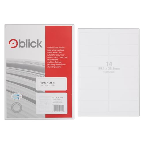 Blick Drucker-Etiketten, A4, 100 Blatt à 14 Etiketten von Blick