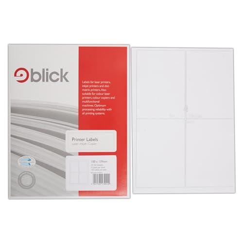 West Design Blick PC-Etiketten, DIN A4, 25 Blatt, 2 Etiketten pro Blatt Hochwertige Marke, weiß von Blick