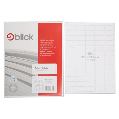 West Design Blick PC-Etiketten, DIN A4, 25 Blatt, 24 Etiketten pro Blatt Hochwertige Marke, weiß von Blick