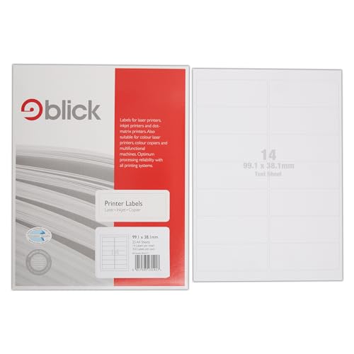 West Design Blick PC-Etiketten, DIN A4, 25 Blatt, 8 Etiketten pro Blatt Hochwertige Marke, weiß von Blick