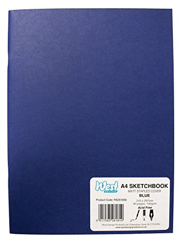 West Design RS261858 1 Skizzenbuch DIN-A4-Format, geheftet, 140 g, matt, Malen, Zeichnen und Schreiben, blau von WEST