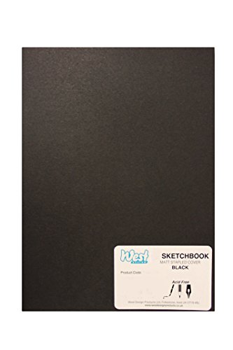 West Design RS262558 1 Skizzenbuch DIN-A5-Format, geheftet, 140 g, laminiert zum Malen, Zeichnen und Schreiben, schwarz von WEST