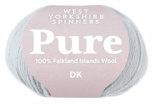 West Yorkshire Spinners Pure DK, 100% Falkland Wolle hellgrau blass blaugrau, 50g, 112m Lauflänge, Nadelstärke 4mm (1113 | chalk) von West Yorkshire Spinners