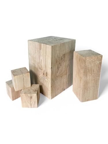 Holzblock, Blöcke aus massivem Eichenholz 20x20x...cm, Eichensäulen, Holzklotze, Hocker, Blumenständer, Holzdeko für Haus, Naturprodukt, rustikaler Stil, Handarbeit (20x20x15cm) von WestTree