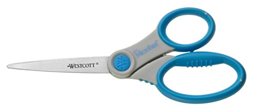 WESTCOTT E-30770 00 Schere Microban Softgrip, rostfrei, asymmetrisch, grau/blau, 18 cm von Westcott