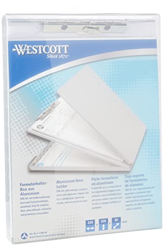 Westcott E-17002 00 Formularhalter-Box aus Aluminium, DIN A4, mit Aufbewahrungsfach und Zwischenablage, oben öffnend von Westcott