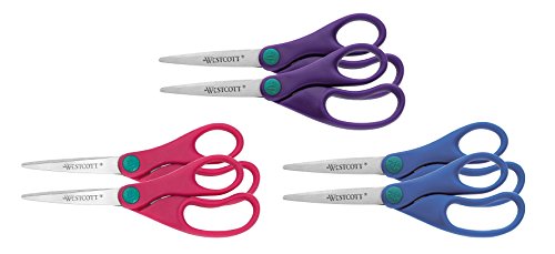 Westcott E-20554 00 Junior Schere, spitz, 13 cm, 6 Stück, pink/lila/blau von Westcott