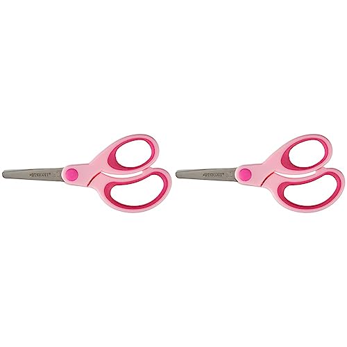 Westcott E-21580 00 Softgrip Kids Kinderschere für Rechtshänder, 13 cm, runde Spitze, pink (Packung mit 2) von Westcott