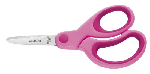 Westcott E-21582 00 Softgrip Kids Kinderschere mit Spitze für Rechtshänder, 13 cm, pink von Westcott