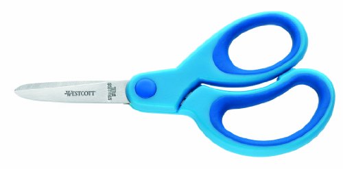 Westcott E-21583 00 Softgrip Kids Kinderschere für Rechtshänder mit Spitze, 13 cm, blau von Westcott