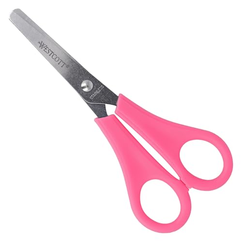 Westcott E-21591 00 Kinderschere für Rechtshänder, Maß 5 cm, 13 cm, runde Spitze, pink von Westcott