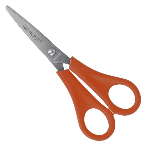 Westcott E-21594 00 Kinderschere mit Spitze für Rechtshänder, 13 cm, Maß 5 cm, rot von Westcott