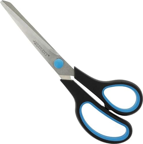 Westcott E-30283 00 Easy Grip Softgrip Schere, rostfreie Klingen, blau-schwarzer Kunststoff-Griff, 20,1 cm / 8 Zoll, 1 Stück von Westcott