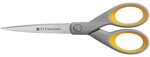 Westcott E-30470 00 Titanium Super Softgrip Schere, 18 cm, grau-gelb von Westcott