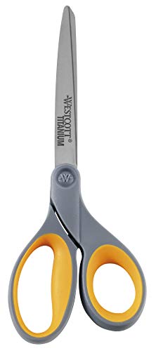 Westcott E-30493 00 Softgrip Schere, 11 cm Titan Nitrid Edelstahlklingen, grau/gelb, 23 cm von Westcott