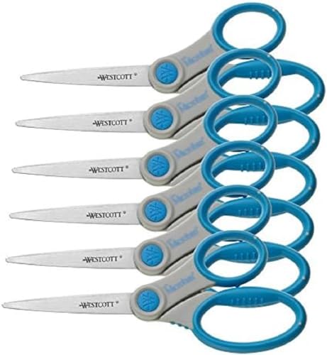 Westcott E-30770 00-I Schere Microban Softgrip rostfrei, 18 cm, 6 Stück, grau/blau von Westcott