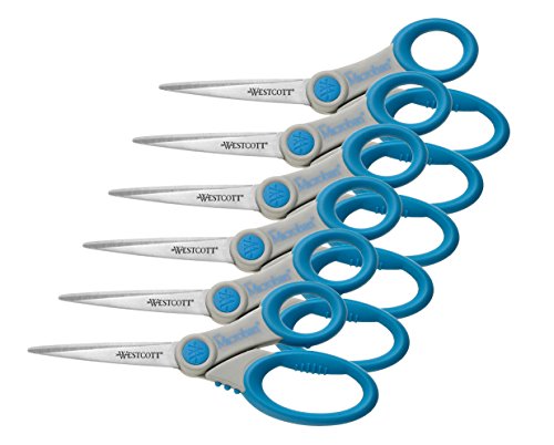 Westcott E-30781 00-I Schere Microban Softgrip rostfrei, 21 cm, 6 Stück, grau/blau von Westcott