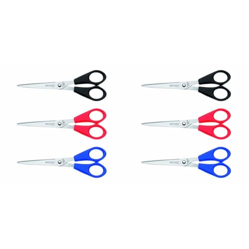 Westcott E-31031 00 Büro-Schere Set mit 3 Stück, 15 cm, blau/rot/schwarz (Packung mit 2) von Westcott