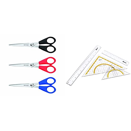 Westcott E-31031 00 Büro-Schere Set mit 3 Stück, 15 cm, blau/rot/schwarz & SPIRIT 405755 TTS Lineal Set 4in1 Mit Griff, Transparent Westcott E-31031 00 Büro-Schere Set mit 3 Stück, 15 cm, blau/rot/schwarz & SPIRIT 405755 TTS Lineal Set 4in1 Mit Griff, Transparent von Westcott