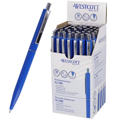 Westcott Kugelschreiber ALLTIME Blau 50 Stück | Vorteilspack Druckkugelschreiber mit blauer Tinte | Strichstärke M mit X20 Standardmine | Dokumentenecht ISO 12757-2 | Stabiler Metallclip | E-737456 00 Westcott Kugelschreiber ALLTIME Blau 50 Stück | Vorteilspack Druckkugelschreiber mit blauer Tinte | Strichstärke M mit X20 Standardmine | Dokumentenecht ISO 12757-2 | Stabiler Metallclip | E-737456 00 von Westcott