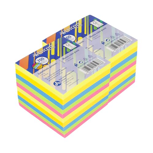 Westcott Notizzettel bunt 700 Blatt (2er-Set) | 2 x Zettelblock geleimt mit 9 x 9 cm großen Blättern in 5 Farben | FSC-zertifiziertes Papier 80g/m² | E-1730907 00 von Westcott