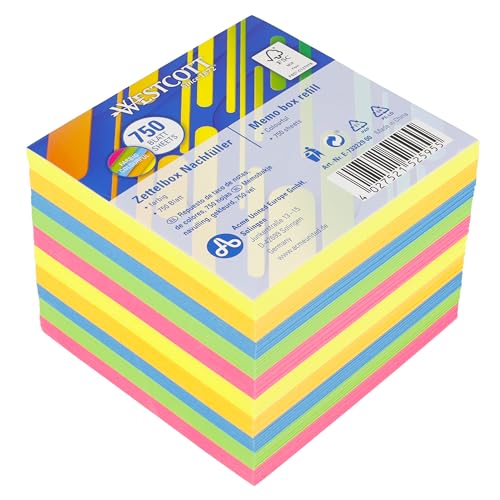 Westcott Notizzettel bunt 750 Blatt Nachfüllpack | Notizblock mit 9 x 9 cm großen Blättern in 5 Neon Farben | Nachfüllset für Spenderbox | FSC-zertifiziertes Papier 75g/m² | E-1733229 00 Westcott Notizzettel bunt 750 Blatt Nachfüllpack | Notizblock mit 9 x 9 cm großen Blättern in 5 Neon Farben | Nachfüllset für Spenderbox | FSC-zertifiziertes Papier 75g/m² | E-1733229 00 von Westcott