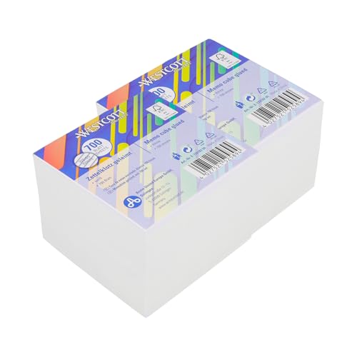 Westcott Notizzettel weiß 700 Blatt (2er-Set) | 2 x Zettelblock geleimt mit 9 x 9 cm großen Blättern in weiß | FSC-zertifiziertes Papier 80g/m² | E-1733182 00 von Westcott