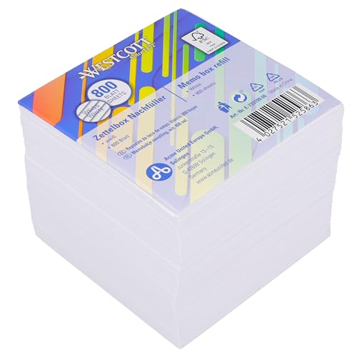Westcott Notizzettel weiß 800 Blatt Nachfüllpack | Notizblock mit 9 x 9 cm großen Blättern in weiß | Nachfüllset für Spenderbox | FSC-zertifiziertes Papier 80g/m² | E-1733199 00 Westcott Notizzettel weiß 800 Blatt Nachfüllpack | Notizblock mit 9 x 9 cm großen Blättern in weiß | Nachfüllset für Spenderbox | FSC-zertifiziertes Papier 80g/m² | E-1733199 00 von Westcott