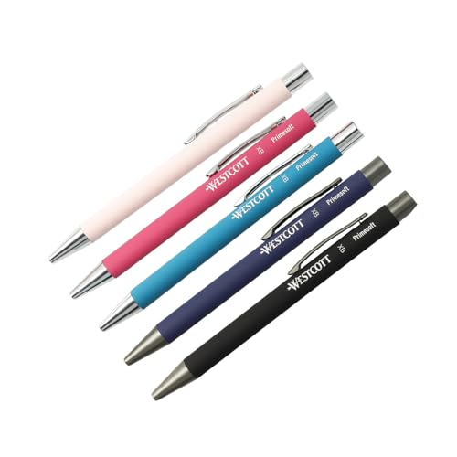 Westcott PRIMESOFT Kugelschreiber 5 Stück Mix | GRS-zertifizierte Premium Kugelschreiber aus Aluminium | Dokumentenecht mit blauer/schwarzer Tinte | Strichstärke XB 1,4 mm | E-1744996 00 Westcott PRIMESOFT Kugelschreiber 5 Stück Mix | GRS-zertifizierte Premium Kugelschreiber aus Aluminium | Dokumentenecht mit blauer/schwarzer Tinte | Strichstärke XB 1,4 mm | E-1744996 00 von Westcott