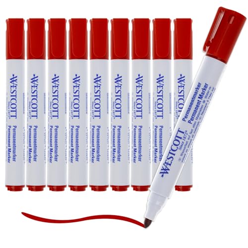Westcott Permanent Marker 10 Stück Rot | 10er Vorteilspack wasserfeste Marker Stifte | 1,5-3,0 mm Rundspitze | Nachfüllbar, lichtbeständig, schnell trocknend, wischfest | E-713006 00 Westcott Permanent Marker 10 Stück Rot | 10er Vorteilspack wasserfeste Marker Stifte | 1,5-3,0 mm Rundspitze | Nachfüllbar, lichtbeständig, schnell trocknend, wischfest | E-713006 00 von Westcott