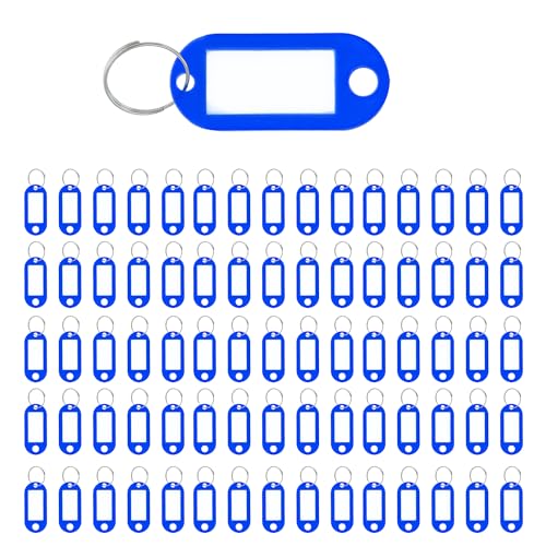 Westcott Schlüsselanhänger 100 Stück | 100er Pack robuste Anhänger zum Beschriften mit austauschbaren Etiketten | Mit Metall-Ring in der Farbe Blau | E-10652 00 von Westcott