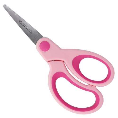 Westcott Softgrip Kinderschere Pink Rechtshänder | Schere mit ergonomischem Griff für Schulkinder | Schulschere & Bastelschere 13 cm (5") ideal für Kinderhände | E-21582 00 von Westcott