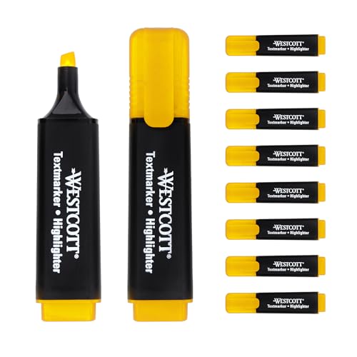 Westcott Textmarker 10 Stück gelb | 10er Pack Highlighter Marker in leuchtendem Gelb | 2-5 mm Strichstärke | Premium Tinte aus Deutschland | E-743687 00 Westcott Textmarker 10 Stück gelb | 10er Pack Highlighter Marker in leuchtendem Gelb | 2-5 mm Strichstärke | Premium Tinte aus Deutschland | E-743687 00 von Westcott