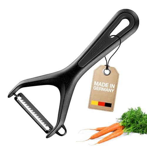 Westmark Julienne-Schneider, Gemüse-Schäler, Gentle, Grob gezackte Edelstahl-Klinge und Ausstecher, Schwarz, 280522E1 von Westmark