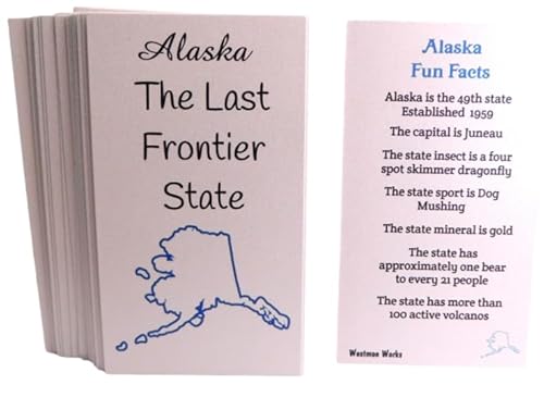 Alaska Faktenkarten, Großpackung für Lehrer, Klassenzimmer, Wissenswertes für Schüler, The Last Frontier State Trivia, 24 Stück Alaska Faktenkarten, Großpackung für Lehrer, Klassenzimmer, Wissenswertes für Schüler, The Last Frontier State Trivia, 24 Stück von Westmon Works
