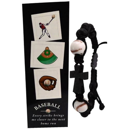 Baseball-Kreuz-Armband mit Heiligenkarte, Lesezeichen, christliches Sport-Geschenk-Set von Westmon Works