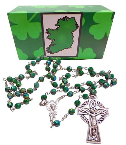 Westmon Works Irischer Rosenkranz, Deluxe-Set mit Glasperlen, keltisches Kruzifix aus Metall und Saint Patrick, in einer Irland-Themenbox Westmon Works Irischer Rosenkranz, Deluxe-Set mit Glasperlen, keltisches Kruzifix aus Metall und Saint Patrick, in einer Irland-Themenbox von Westmon Works