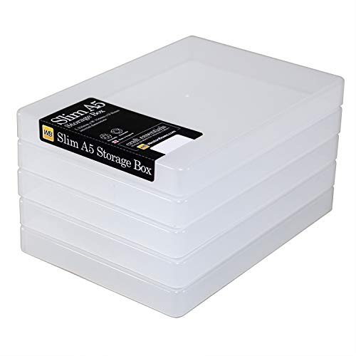 WestonBoxes - A5 Dünne Aufbewahrungsbox aus Kunststoff für A5-Papier, Karten und -Handwerk (Transparent, 5 Packung) von WestonBoxes
