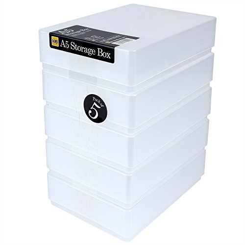 WestonBoxes A5 Kunststoff-Aufbewahrungsboxen mit Deckel für Kunstbedarf, Papier und Karton, 1,8 Liter Volumen [Klar 5 Stück ] von WestonBoxes