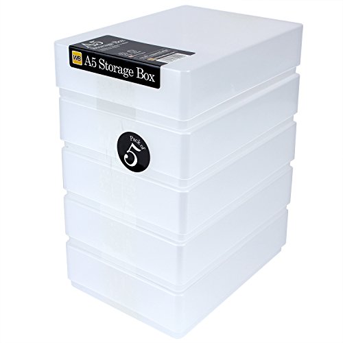 WestonBoxes A5 Kunststoff Aufbewahrungsboxen mit Deckel für Bastelbedarf, Papier und Karte - 1,8 Liter Volumen (Klar, 5er Pack) von WestonBoxes