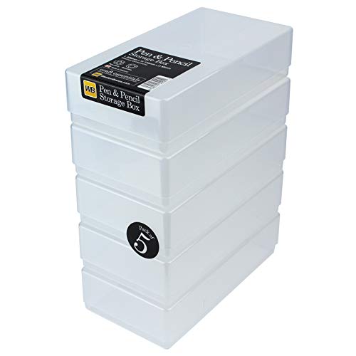 WestonBoxes Aufbewahrungsboxen aus Kunststoff für Stifte und Bleistiftev (Klar/Transparent, 5 Stück) von WestonBoxes