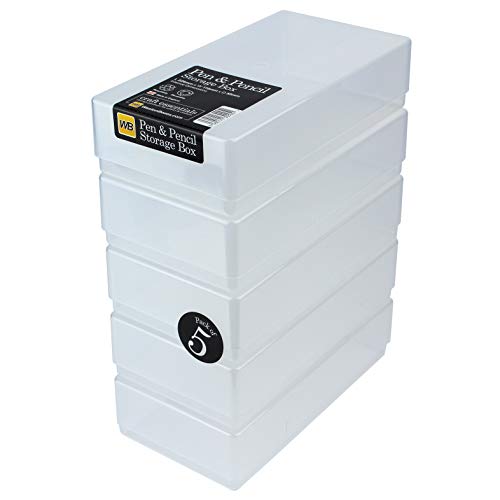 WestonBoxes Essentials für Schreibwaren, Stifte und Werkzeuge - Kunststoff-Aufbewahrungsboxen mit Deckel Klar/Transparent, von WestonBoxes